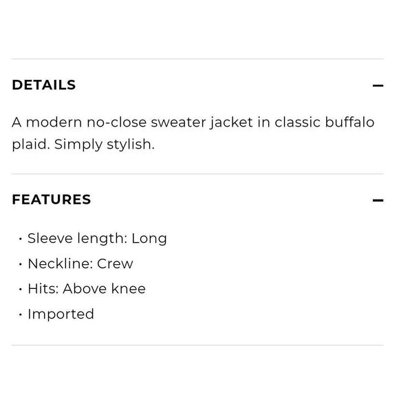 Talbots Buffalo Check Plaid Duster Cardigan - Picture 12 of 12